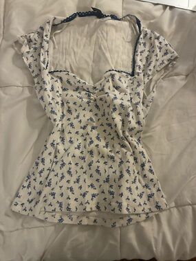 H&M White Camisole with Blue Floral Print